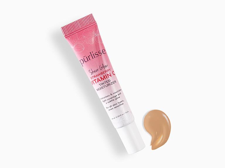 PurlisseSheerGlowStrawberryVitaminCTintedMoisturizerinLightMediumwithSwatch
