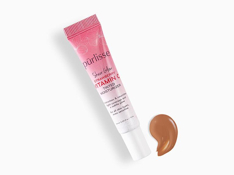 PurlisseSheerGlowStrawberryVitaminCTintedMoisturizerinTanDeepwithSwatch