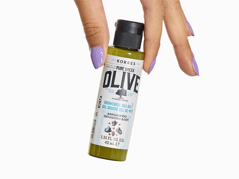 Resized Media/0525 GB Choice InHand KORRESMiniPureGreekOliveShowerGel SEASALT 6369