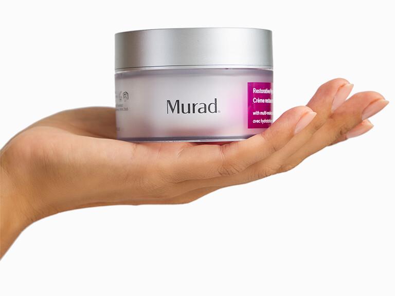<p><strong>Value: </strong>$69<br><strong>Size: </strong>1.7 oz, Full Size<br><strong>Product Type: </strong>Moisturizer<br><strong>Why You'll Love It: </strong>Our most luxurious cream, including Advanced Hydro-Hyaluronic Technology, delivers 24 hours of intense hydration. **Technology tested after 4 weeks of continuous use.<br><strong>How to Use It: </strong>Step 1: After cleansing, use a toner over face and neck. Step 2: Massage Restorative Hydro-Hyaluronic Cream over face, neck and chest. Step 3: Follow with sunscreen during the day.<br><strong>About the Brand: </strong>Founded by dermatologist and pharmacist Dr. Howard Murad, MURAD's mission is to deliver skin wellness through high-performance technologies and formulas that really work.</p>