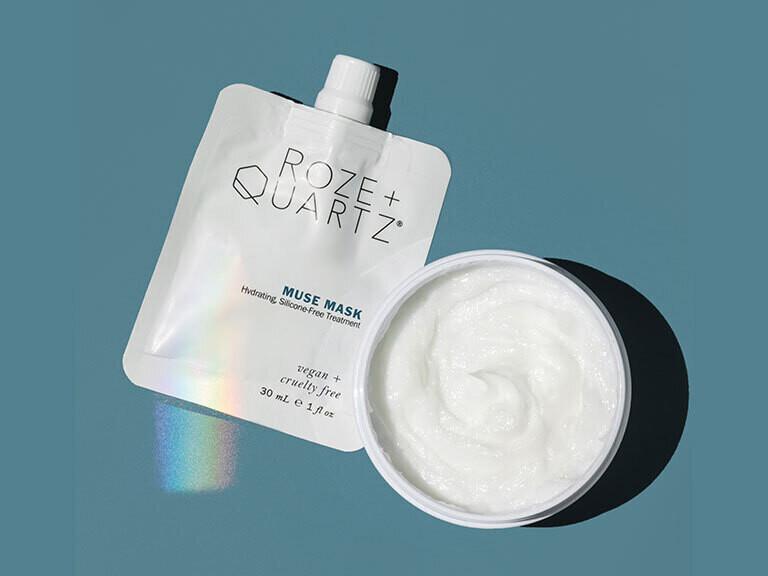 Resized Media/ROZEHTR1049126 Roze Quartz Muse Hair Mask LIFESTYLE Full Size And Sample Size Together Open Jar 1