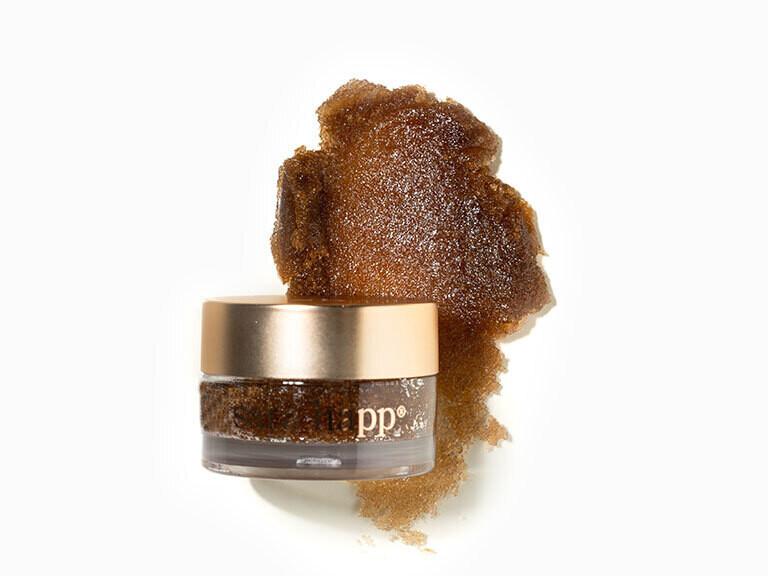 Resized Media/SRAHLCR1069639 SaraHapp LipScrub BrownSugar Full Swatch And Jar